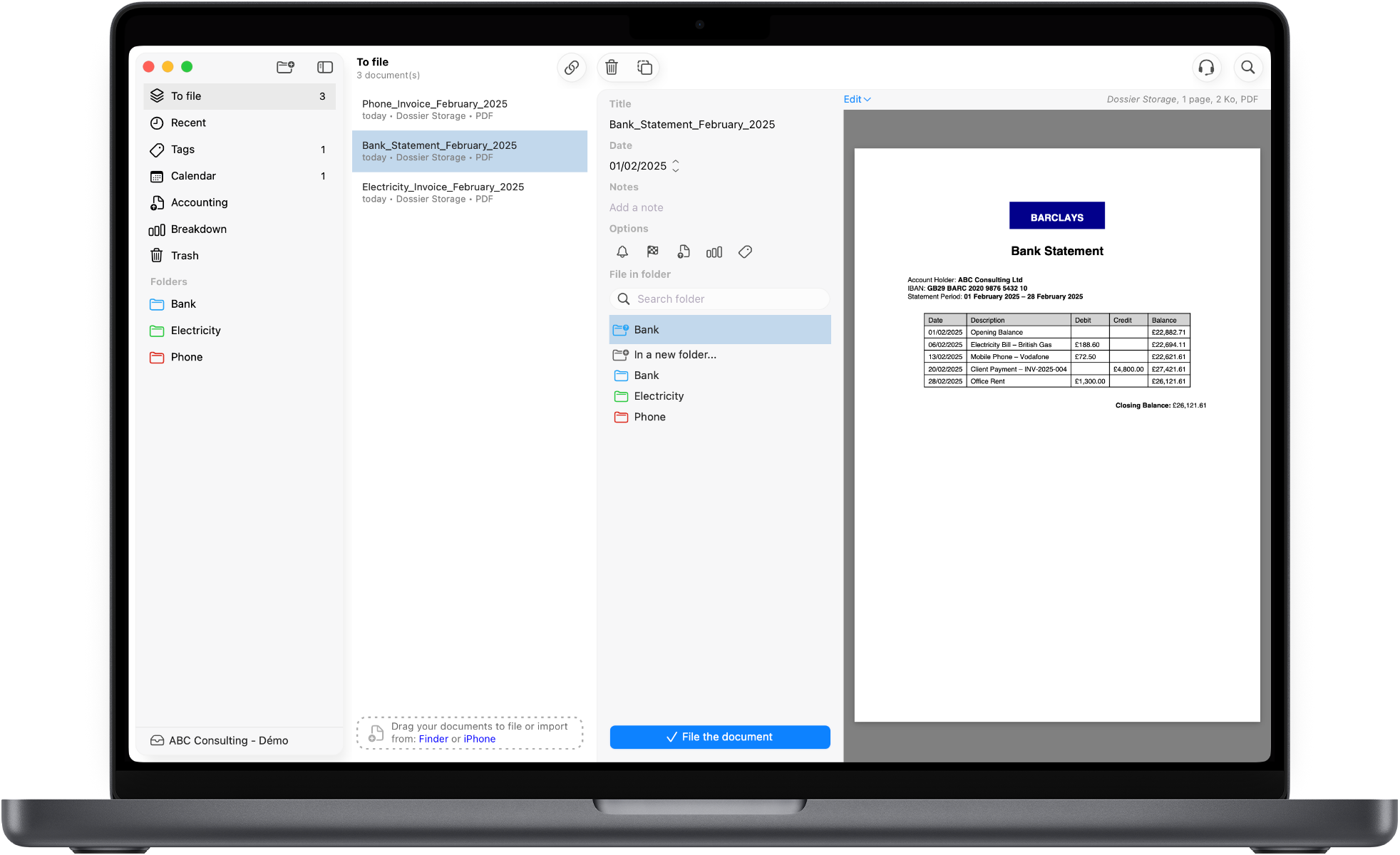 Main interface of Storage, document management software for Mac
